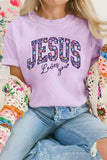 Orchid Petal Christian Floral Letter Graphic Round Neck T Shirt - Aaria Tees Aaria Tees