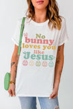 White No bunny loves you like Jesus Graphic Easter Day T-shirt - Aaria Tees Aaria Tees