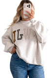 Gray WWJD Mix Pattern Letter Graphic Exposed Seam Loose Plus Size Sweatshirt - Aaria Tees Aaria Tees