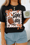 Black Casual Game Day Football Striped Tee - Aaria Tees Aaria Tees
