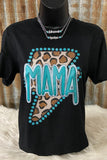 Black Western MAMA Leopard Lightning Graphic Tee - Aaria Tees Aaria Tees