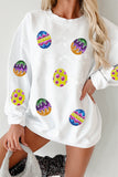 White Easter Egg Corded Oversized Sweatshirt Aaria Tees
