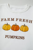 White FARM FRESH PUMPKINS Embroidered Graphic Thanksgiving Holiday Sweatshirt Aaria Tees