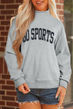 Gray Mock Neck GO SPORTS Graphic Sweatshirt Aaria Tees