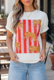 Dark Grey Cheetah Striped Print Retro Fashion Graphic Tee - Aaria Tees Aaria Tees