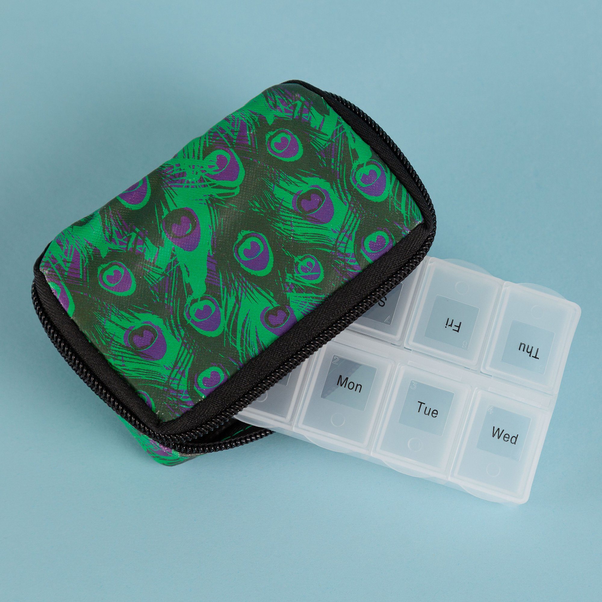 Peacock Feather Deluxe Pill Box - Aaria Tees Aaria Tees