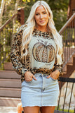 Brown Bleached Halloween Pumpkin Leopard Print Sweatshirt - Aaria Tees Aaria Tees