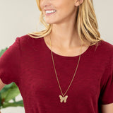 Lustrous Leaf Butterfly Necklace - Aaria Tees Aaria Tees