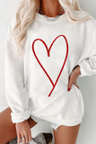 White Glittering Heart Printed Corded Valentines Pullover Sweatshirt - Aaria Tees Aaria Tees