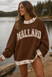 Coffee Western Contrast Detail Letter Graphic Baggy Sweatshirt Aaria Tees