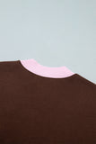 Pink Polka Dot Letter Graphic Colorblock Tunic Sweatshirt - Aaria Tees Aaria Tees