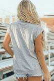 Light Grey PICKLEBALL Lettering Mock Neck Short Sleeve Top Aaria Tees