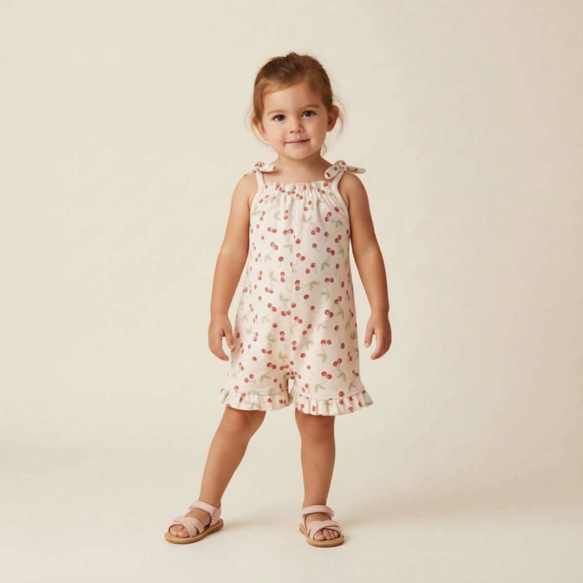 Organic Ruffle Jumpsuit - Cherry - Aaria Tees