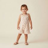 Organic Ruffle Jumpsuit - Cherry - Aaria Tees Aaria Tees