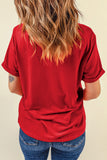 Red Sequin Star Graphic Crewneck T Shirt - Aaria Tees Aaria Tees
