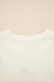 Beige Pumpkin Embroidered Ribbed Thanksgiving Halloween Holiday Sweater Aaria Tees