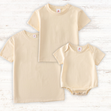 Beige blank basic t-shirt Adult Kids and baby bubble - Aaria Tees Aaria Tees