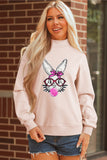 Apricot Pink Bubble Gum Bunny Chenille Patch Sweatshirt Aaria Tees