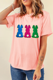 Pink Easter Bunny Chenille Patched Graphic Tee - Aaria Tees Aaria Tees