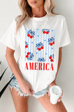 White Bow Cherry AMERICA Graphic Crewneck Patriotic T Shirt Aaria Tees