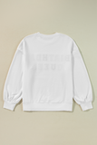 White BIRTHDAY QUEEN Graphic Balloon Sleeve Sweatshirt - Aaria Tees Aaria Tees
