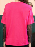 Letter Graphic Round Neck Half Sleeve T-Shirt Aaria Tees