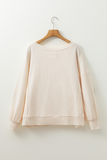White Thanksgiving Turkey Waffle Oversized Knit Top Aaria Tees