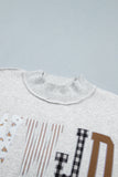 Gray WWJD Mixed Pattern Embroidered Patch Graphic Mock Neck Sweatshirt - Aaria Tees Aaria Tees