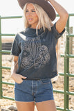 High-Rise Western Cowboy Boots Graphic Tee Aaria Tees