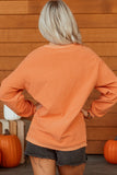 Orange Twisted Ribbed Texture Halloween Ghost Sequin Patched Sweatshirt Aaria Tees