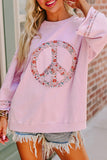 Jet Stream Floral Peace Sign Graphic Drop Shoulder Wide Sleeve Casual Top - Aaria Tees Aaria Tees