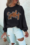 Black Spooky Rhinestone Drop Shoulder Graphic Sweatshirt - Aaria Tees Aaria Tees
