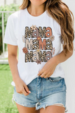 White Floral Leopard MaMa Graphic Mothers Day T Shirt Aaria Tees