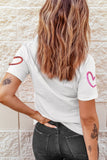 White Sequin Heart Sketch Graphic Womens Casual Tee - Aaria Tees Aaria Tees