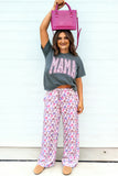 Medium Grey MAMA Letter Graphic Tee Camouflage Print Loose Pant Set - Aaria Tees Aaria Tees
