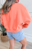 Grapefruit Orange JESUS LOVES YOU Puffy Letter Graphic Sweatshirt Aaria Tees