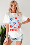 White Bow Cherry AMERICA Graphic Crewneck Patriotic T Shirt Aaria Tees