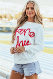 Dark Blue Tinsel Game Day Drop Shoulder Graphic Sweatshirt Aaria Tees