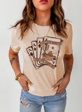 Khaki Western Poker Cards Graphic T Shirt - Aaria Tees Aaria Tees
