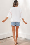 Fiery Red USA Graphic Half Sleeve Loose Ribbed Top Aaria Tees