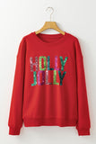 Red Heat Transfer HOLLY JOLLY Printing Christmas Pullover Sweatshirt - Aaria Tees Aaria Tees