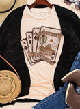 Khaki Western Poker Cards Graphic T Shirt - Aaria Tees Aaria Tees