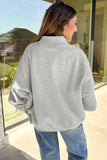 Light Grey Mock Neck Graphic Print Reversible Sweatshirt Aaria Tees