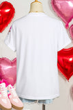 White Sequin Bow Heart Shape Lolly Valentines Day Graphic Tee Aaria Tees