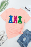 Pink Easter Bunny Chenille Patched Graphic Tee - Aaria Tees Aaria Tees