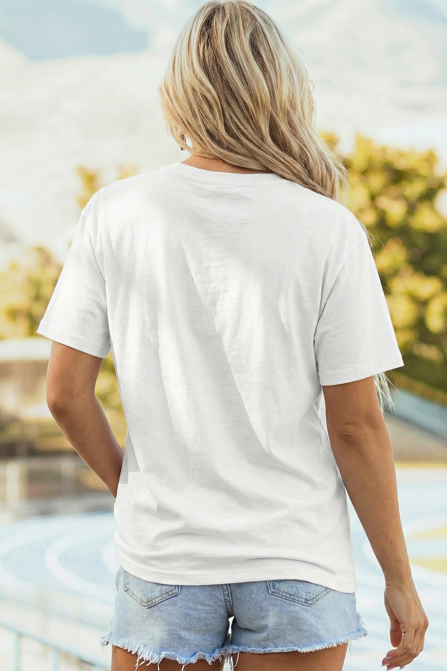 White Sequin Rugby Pattern Round Neck Casual T Shirt - Aaria Tees Aaria Tees