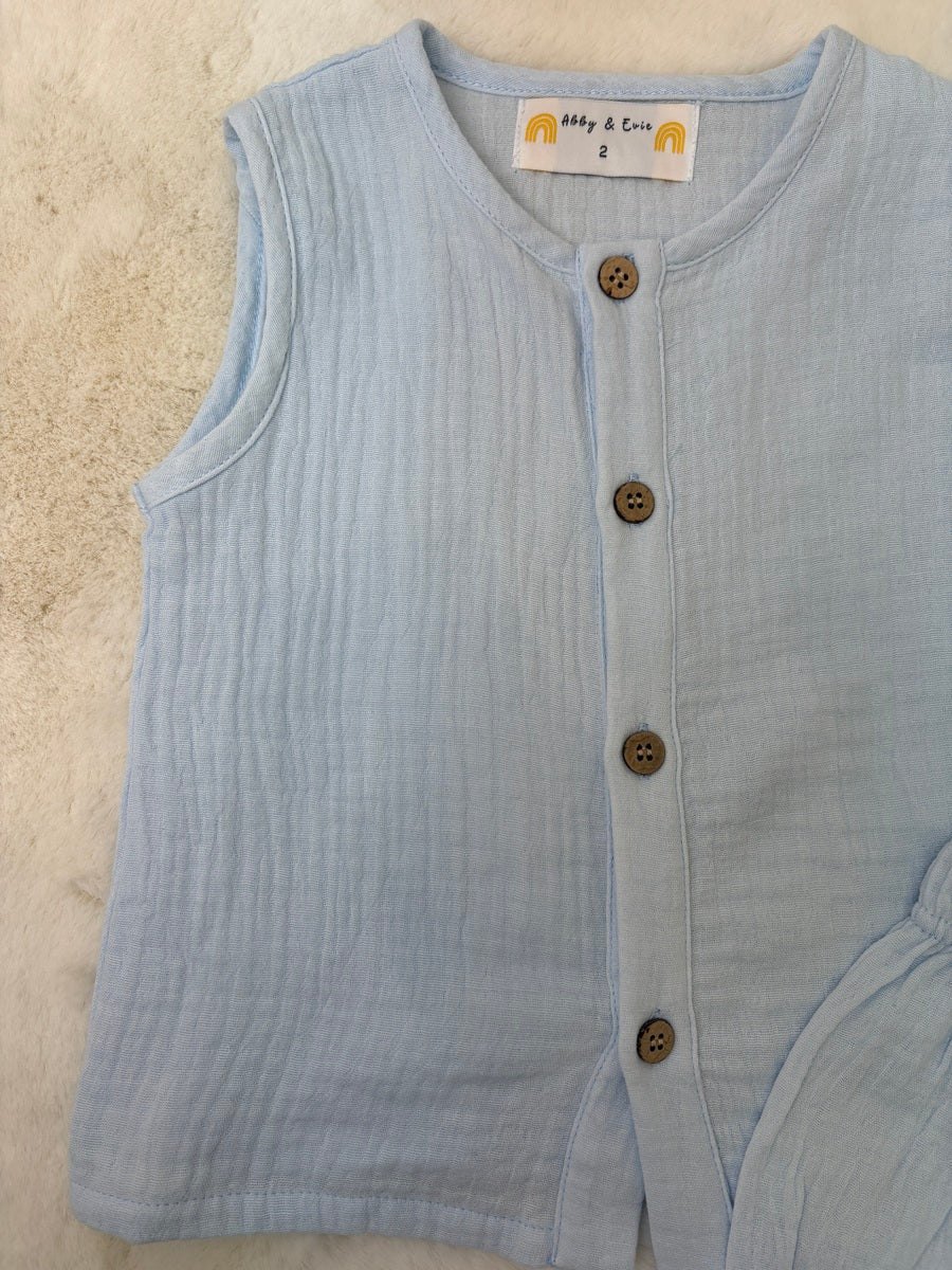 Premium Sky muslin boy shorts set - Aaria Tees Aaria Tees