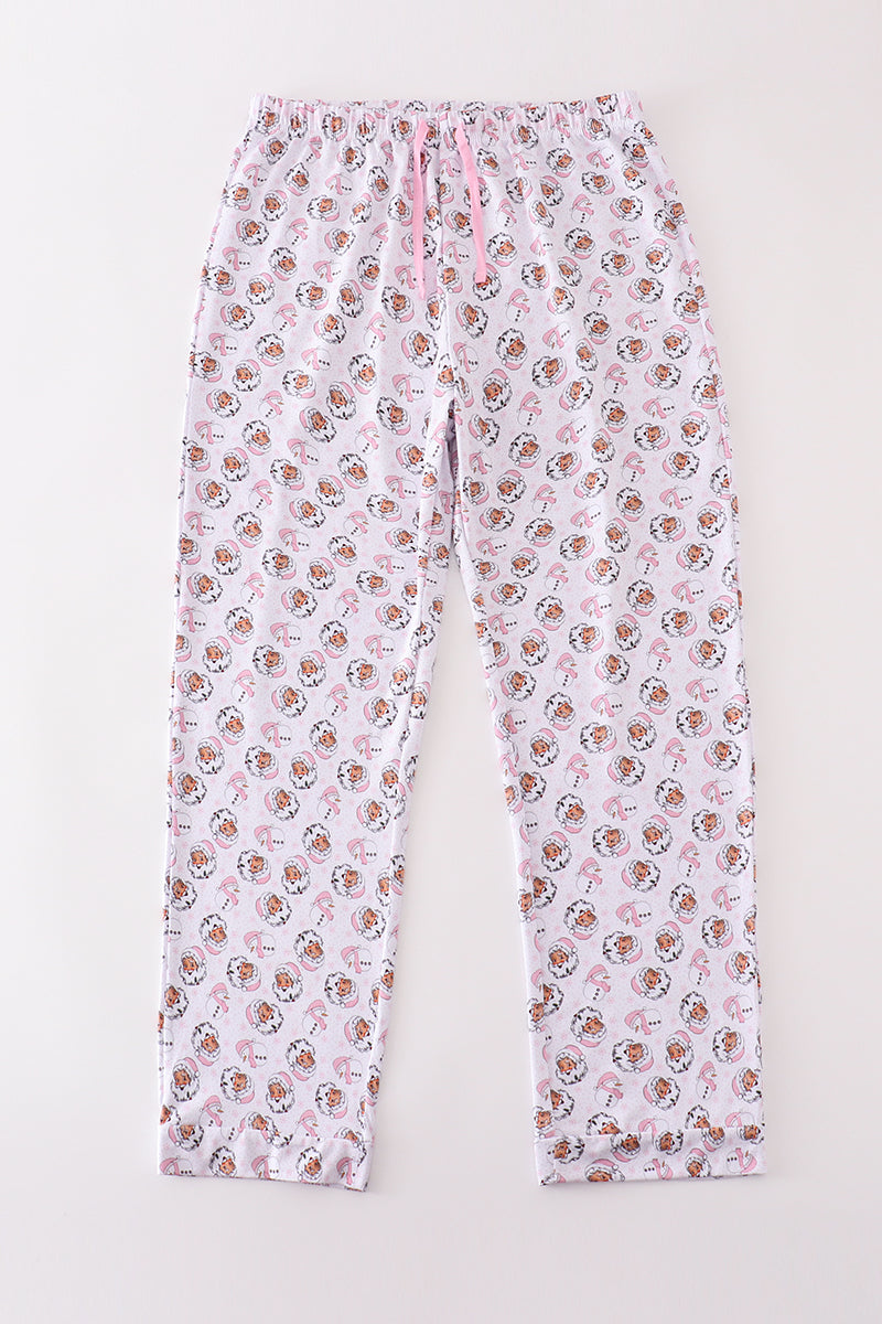 Premium pink christmas santa claus print women pajama pants - Aaria Tees Aaria Tees