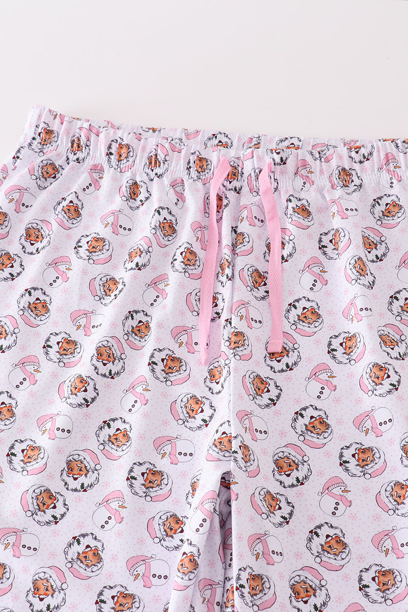 Premium pink christmas santa claus print women pajama pants - Aaria Tees Aaria Tees