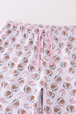 Premium pink christmas santa claus print women pajama pants - Aaria Tees Aaria Tees